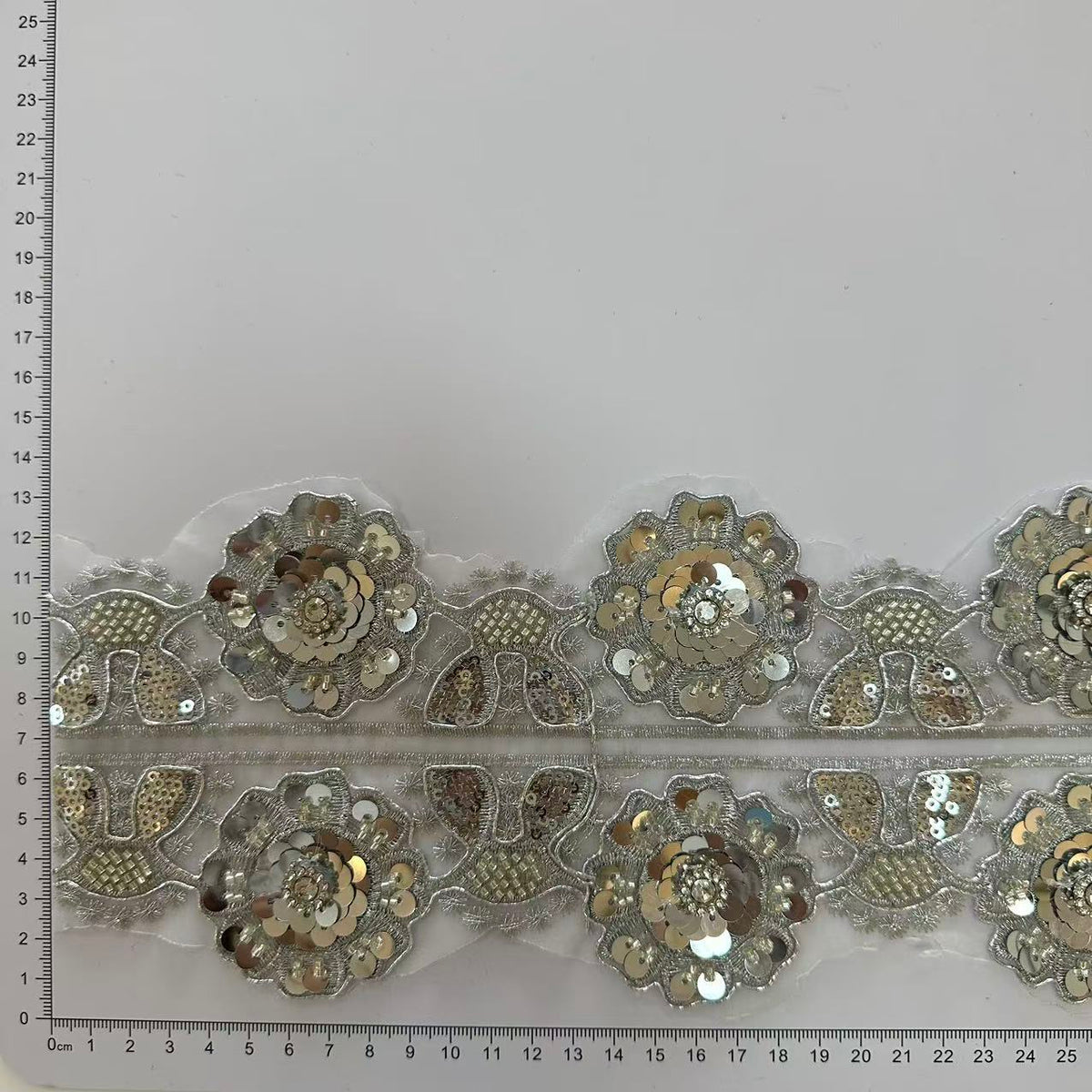 silver floral trimming