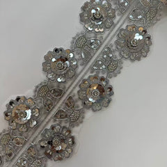 silver floral trimming