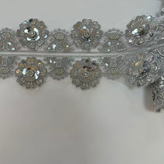 silver floral trimming