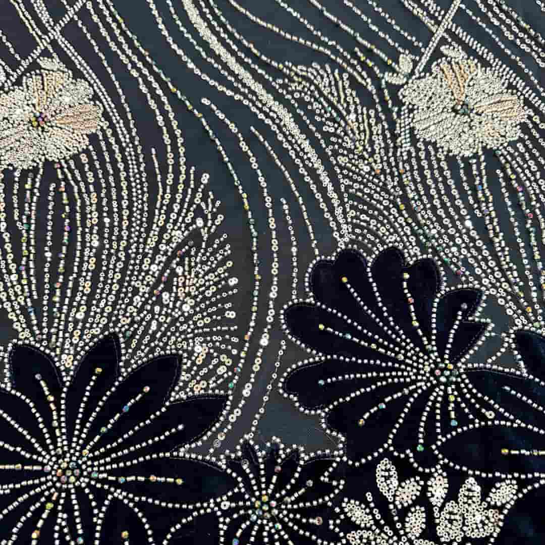 QA260805 Border sequins fabric for dress