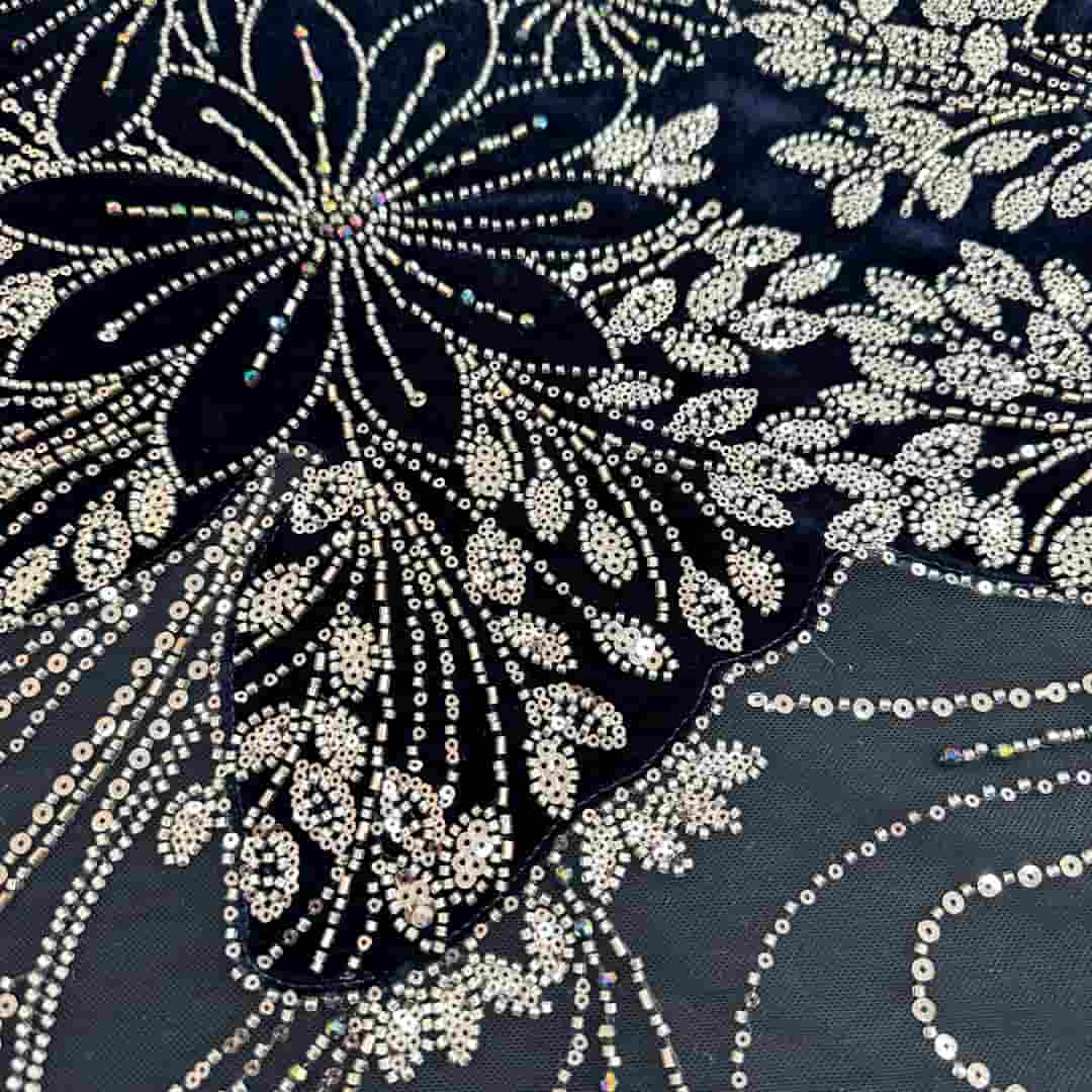 QA260805 Border sequins fabric for dress