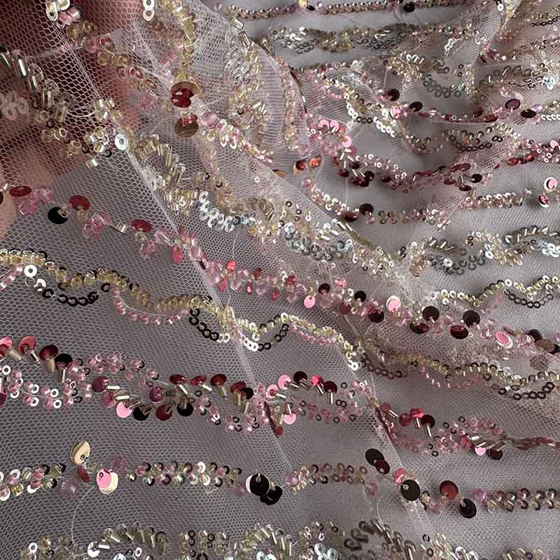 QAF10001 Multicolor Stripe Lace Fabric