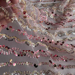 QAF10001 Multicolor Stripe Lace Fabric
