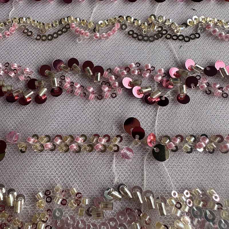 QAF10001 Multicolor Stripe Lace Fabric