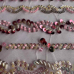 QAF10001 Multicolor Stripe Lace Fabric