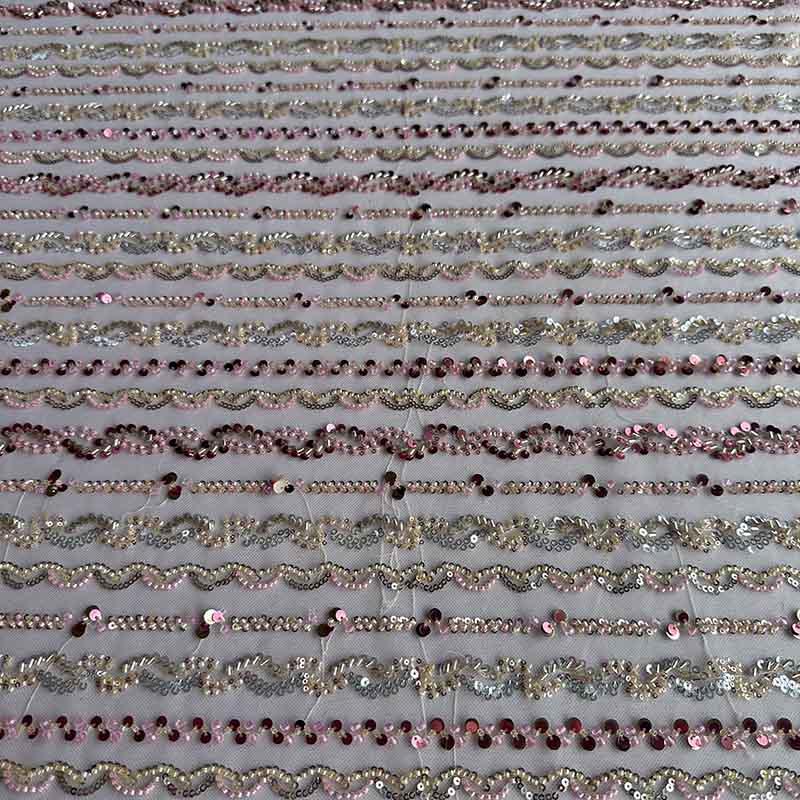 QAF10001 Multicolor Stripe Lace Fabric