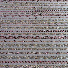 QAF10001 Multicolor Stripe Lace Fabric