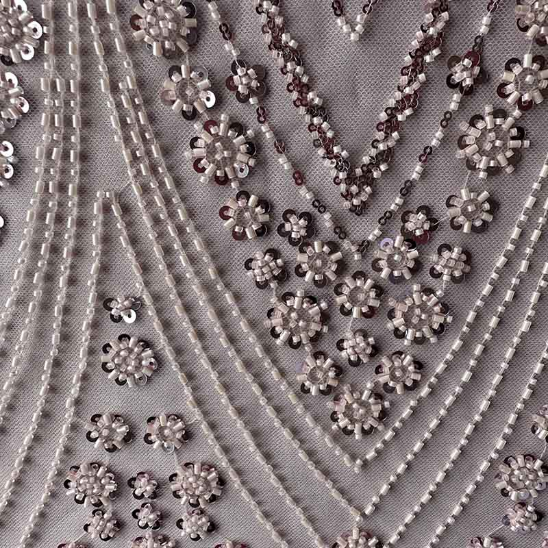 QAF10002 beaded Archwork Lace Fabric