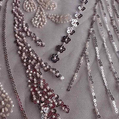 QAF10003 Ornate beaded Lace Fabric