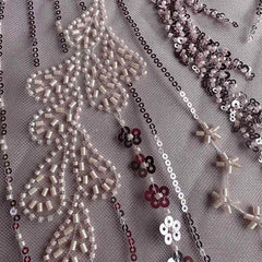 QAF10003 Ornate beaded Lace Fabric