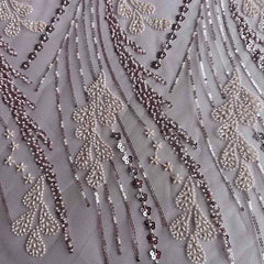 QAF10003 Ornate beaded Lace Fabric