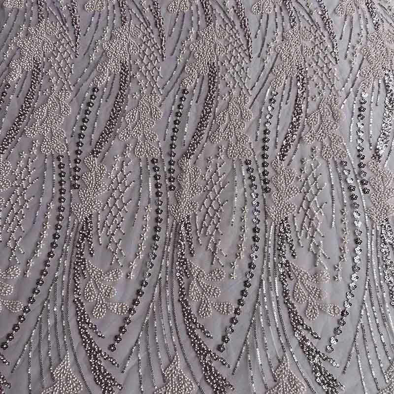 QAF10003 Ornate beaded Lace Fabric