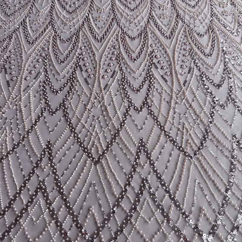 QAF10005 beaded Lace Fabric