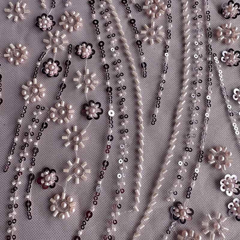 QAF10011 beaded Lace Fabric