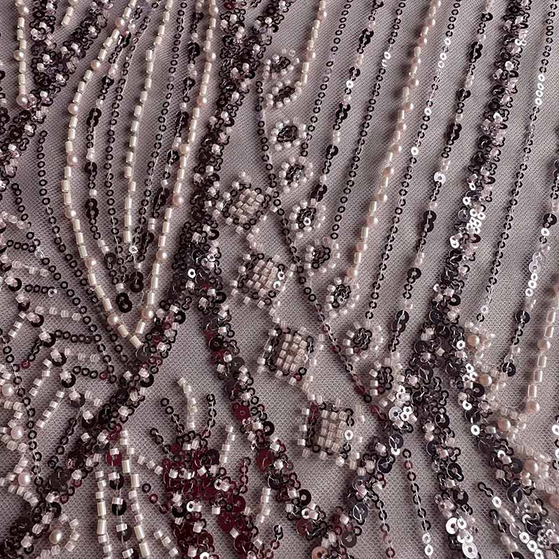 QAF10012 beaded Lace Fabric