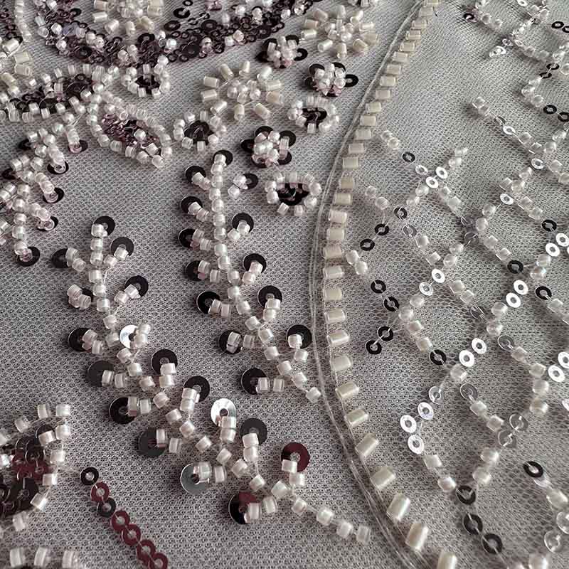 QAF10015 Paisley Beaded Lace Fabric
