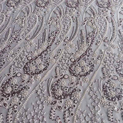 QAF10015 Paisley Beaded Lace Fabric