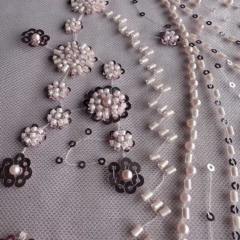 QAF10017 beaded Lace Fabric
