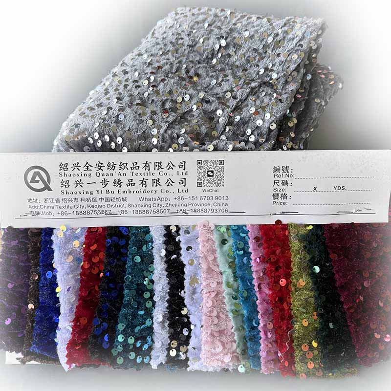 QAF10033 Fancy sequins velvet fabric