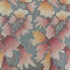 QAF260807 maple leaf multi-color embroidery fabric
