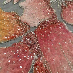 QAF260807 maple leaf multi-color embroidery fabric