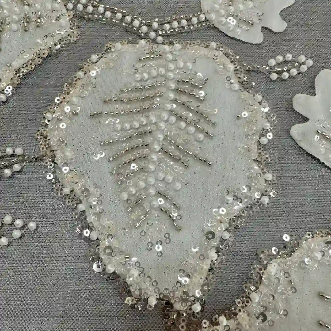 QAF260808 velvet leaf laser cut embroidery fabric