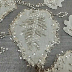 QAF260808 velvet leaf laser cut embroidery fabric