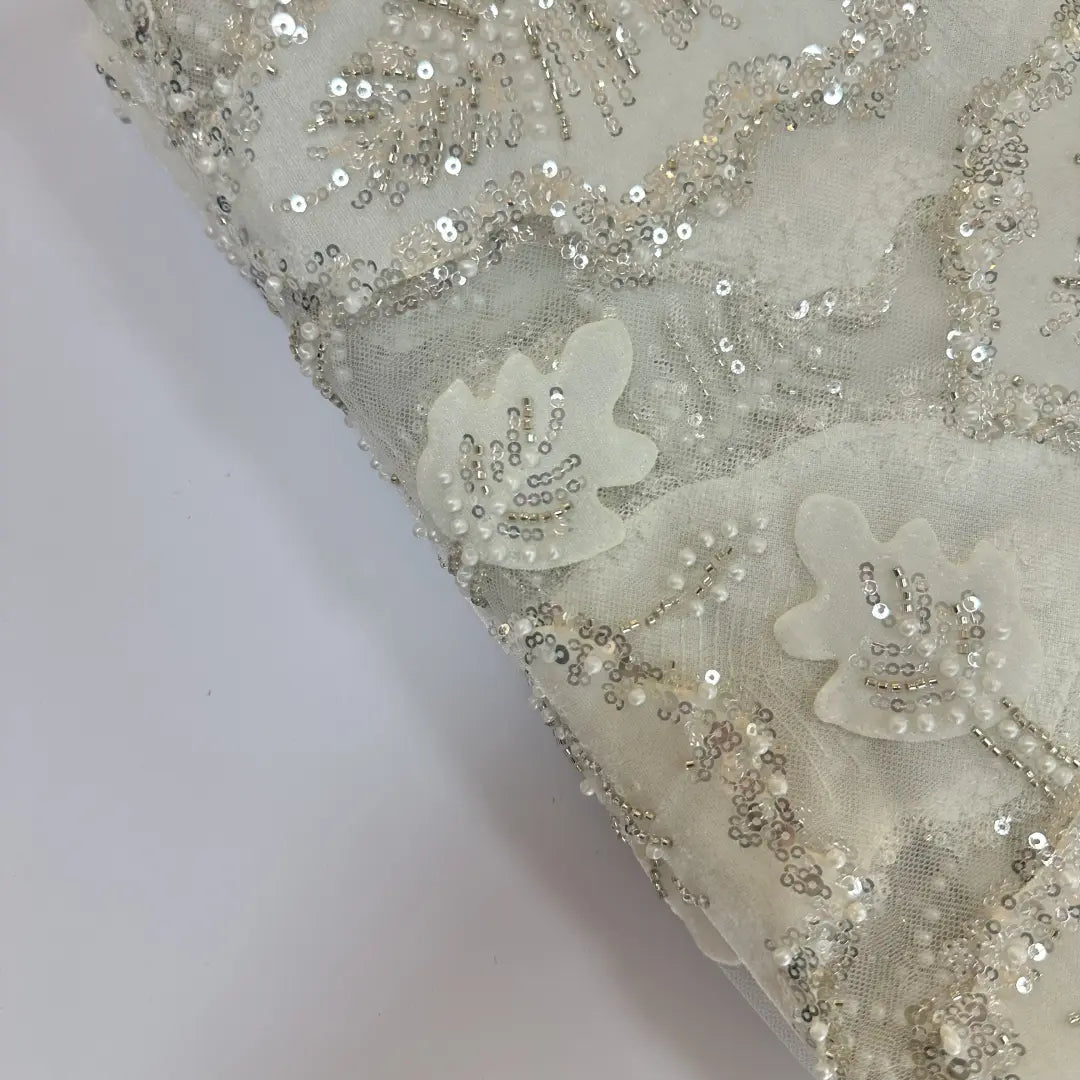 QAF260808 velvet leaf laser cut embroidery fabric