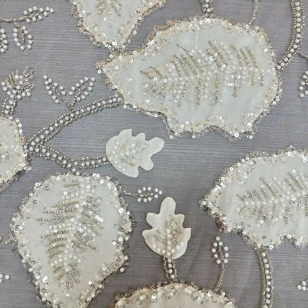 QAF260808 velvet leaf laser cut embroidery fabric