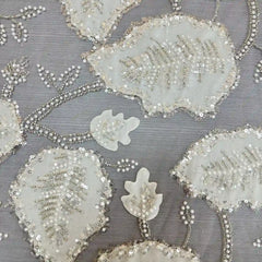 QAF260808 velvet leaf laser cut embroidery fabric
