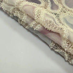 QAF260812 hollow out with mesh tape embroidery on printed chiffon