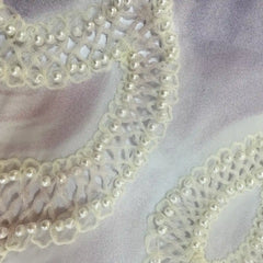 QAF260812 hollow out with mesh tape embroidery on printed chiffon