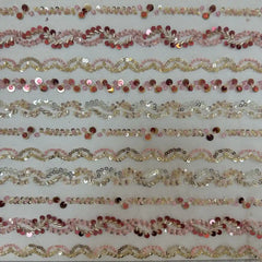 QAF260813 multi-color fancy stripes on mesh fabric