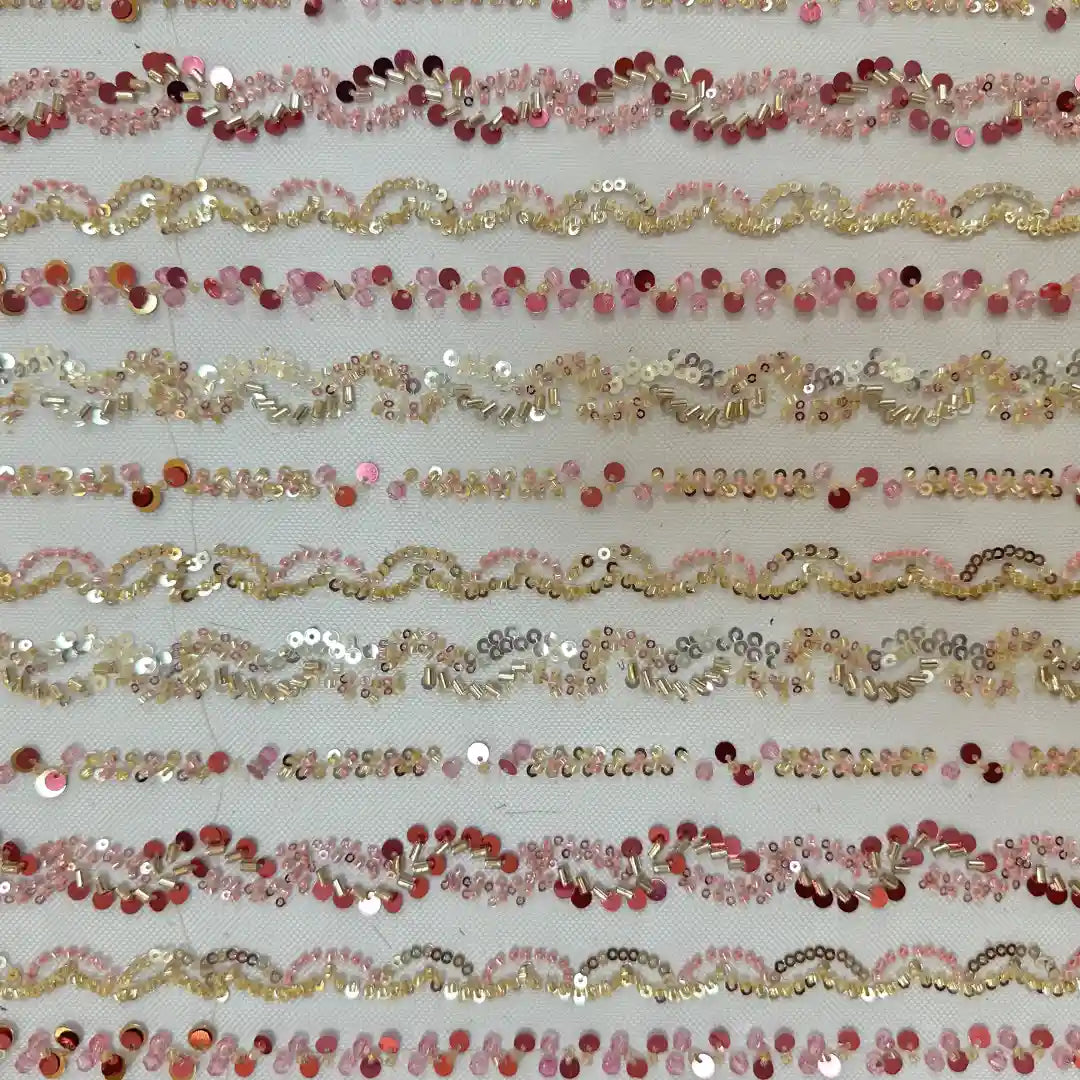 QAF260813 multi-color fancy stripes on mesh fabric