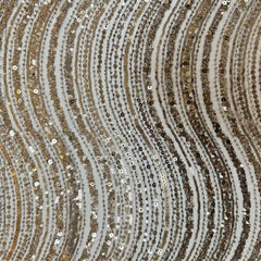 QAF260819 Brown Wave stripe sequins on Mesh fabric