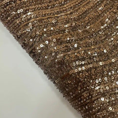 QAF260819 Brown Wave stripe sequins on Mesh fabric