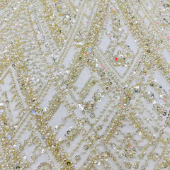 QAF9020 Fancy bead pearl embroidery Fabric