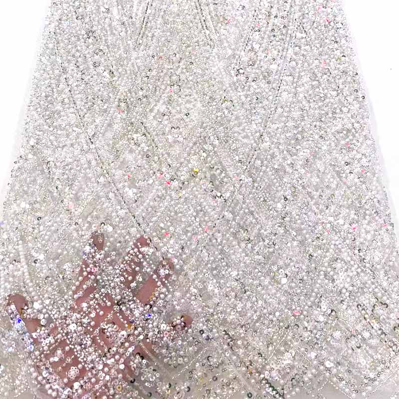 QAF9020 Fancy bead pearl embroidery Fabric