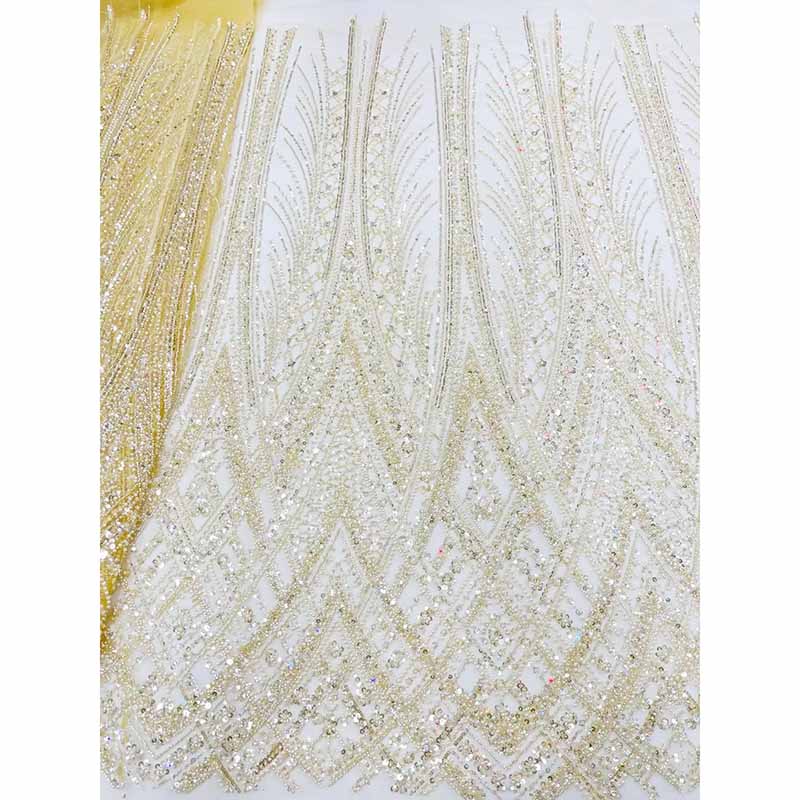 QAF9020 Fancy bead pearl embroidery Fabric