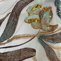 QAF9028 Multicolor Beaded Large Floral Patch