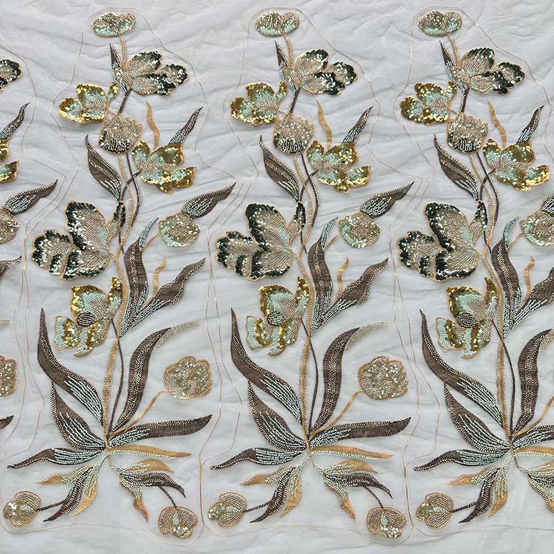 QAF9028 Multicolor Beaded Large Floral Patch